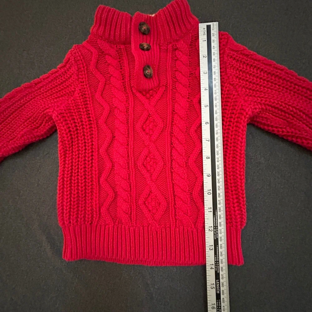 Baby Gap Cable Knit Mock Neck Sweater Red 18-24 Months Cotton Pullover Toddler